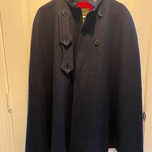 Vintage  Bruck's Nurses Apparel Wool Navy and  Red Lined Uniform Cape Cloak
